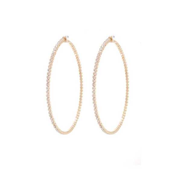 Classic Rhinestone Metal Hoop Earring - Picture 2 of 8